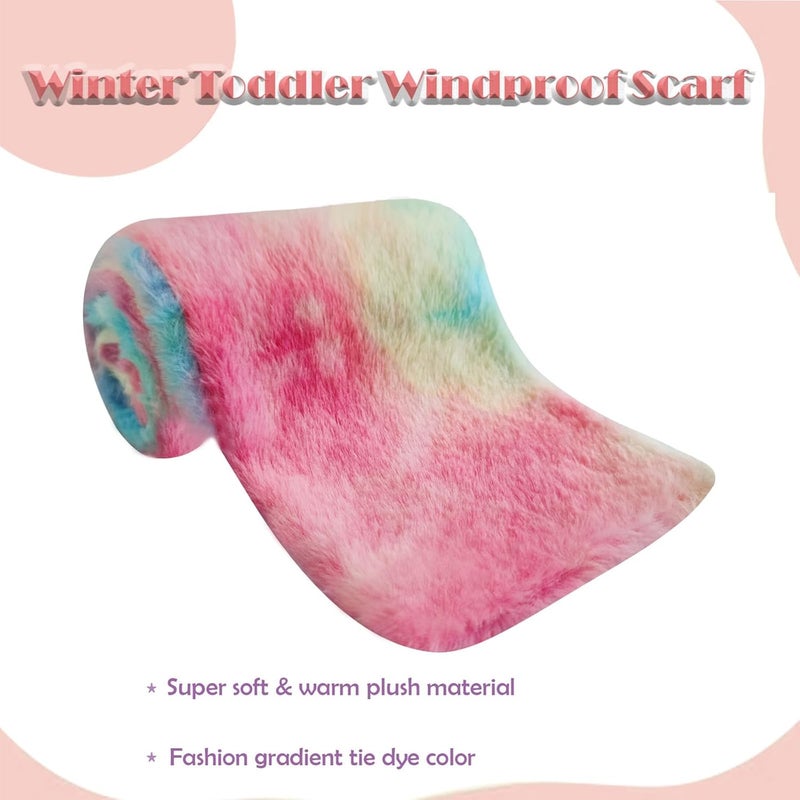 Piewag Kids Toddler Scarf Winter Rainbow Scarf Gradient Cross Tie Collar Fluffy Fur Plush Scarves Neck Warmer for Girls Boys - Image 5